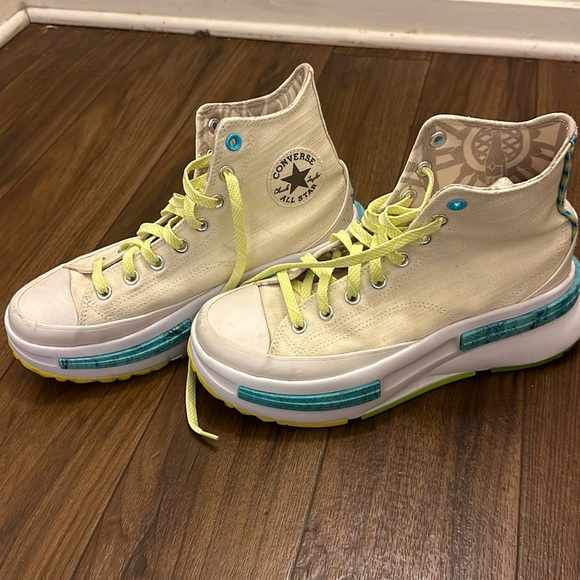 Converse Shoes - Converse beige blue green platforms M8/W9.5